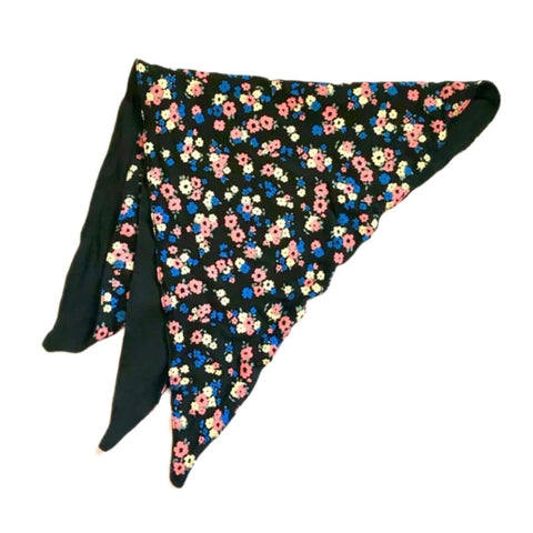 Pretty Floral Headscarf Black Reversible