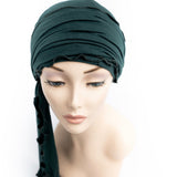 Green Cancer Hair Loss Turban Head Wrap