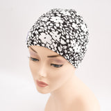 Black White Floral Cotton Hat for Chemotherapy