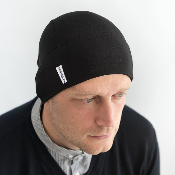 Mens plain black bobble hat best sale