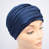 Head Wrap Turban Blue Cotton Ladies Cancer