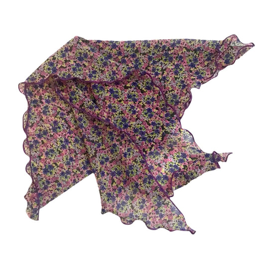 Ditsy Floral Purple Chiffon Headscarf