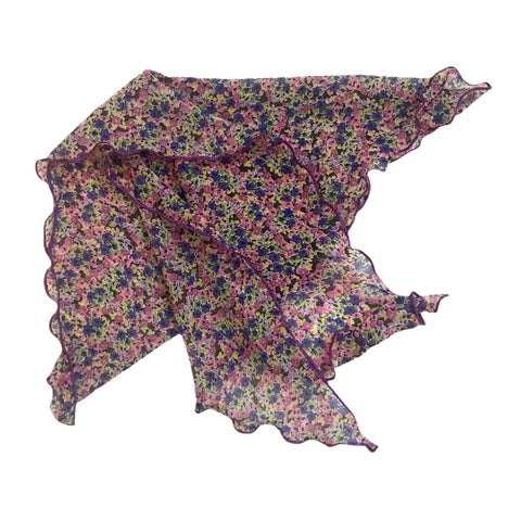 Ditsy Floral Purple Chiffon Headscarf