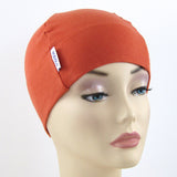 Orange plain chemo cancer alopecia custom beanie