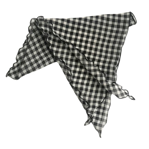 gingham chemo scarf black white