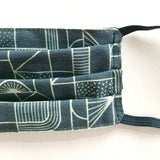 Grey Navy Print Mens Fabric Face Mask