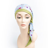 Helen Blue Floral Head Scarf for Cancer Patient