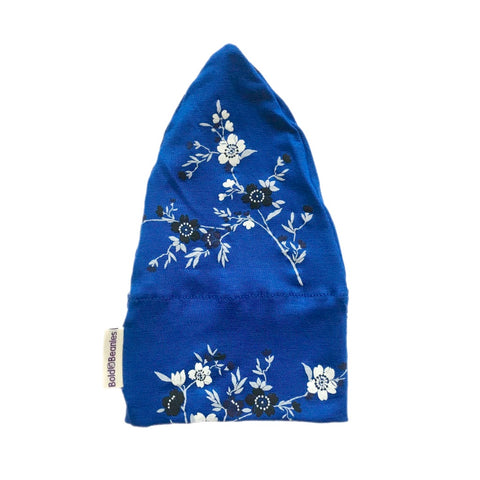 Blue royal floral cancer sleep cap