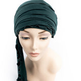 Green Cancer Hair Loss Turban Head Wrap 