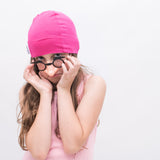 Girls thin breathable cotton beanie in Fuchsia pink