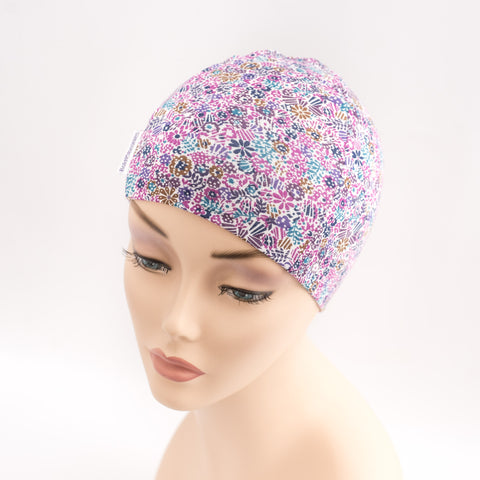 teen cancer charity kids holiday chemo hat purple ditsy liberty print
