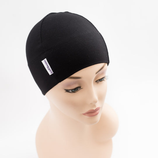 black comfy cancer chemo soft thin beanie hats for women