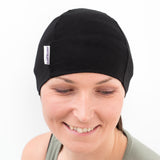black plain thin cotton stretchy soft beanie hats for hair loss