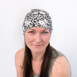 Hair Loss Headwear for Sensitive Scalps Skull Caps Ladies Black White Monochrome