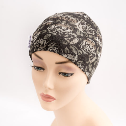 Liberty Art fabrics vintage rose print beanie hair loss hat