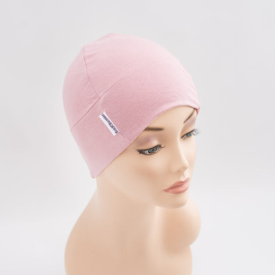 Plain Rose Pink Bold Beanie Hat for Hair Loss