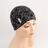 Grey Floral Print Chemotherapy Hat