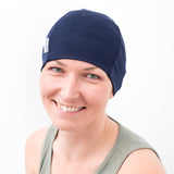 Navy Cotton Sleep Cap