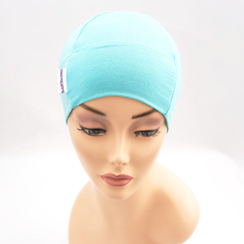 Aqua blue Simple soft breathable hat for hair loss 