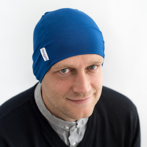blue cotton cancer chemo hat cap thin breathable