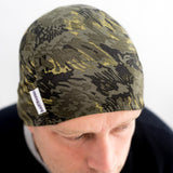 Khaki Green Camouflage Liberty Print thin cotton beanie hat