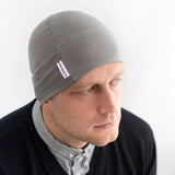 Mens headwear for hair loss grey plain cotton beany hat