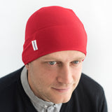 custom cotton mens beanie hats caps red