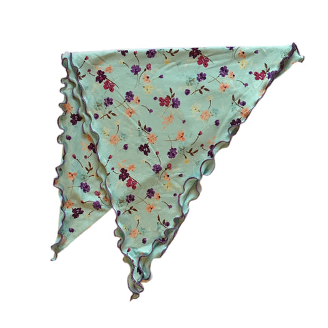 Pretty Aqua Floral Bandana Head Scarf Cancer 