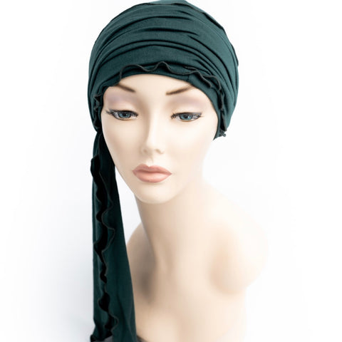 Bottle Green Cancer Head Wrap Turban