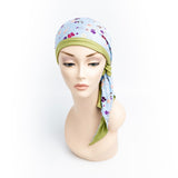 Soft Chemotherapy Headscarves in pretty blue green Floral