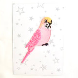 Cancer Hat Fun Iron On Patch Budgie Pink