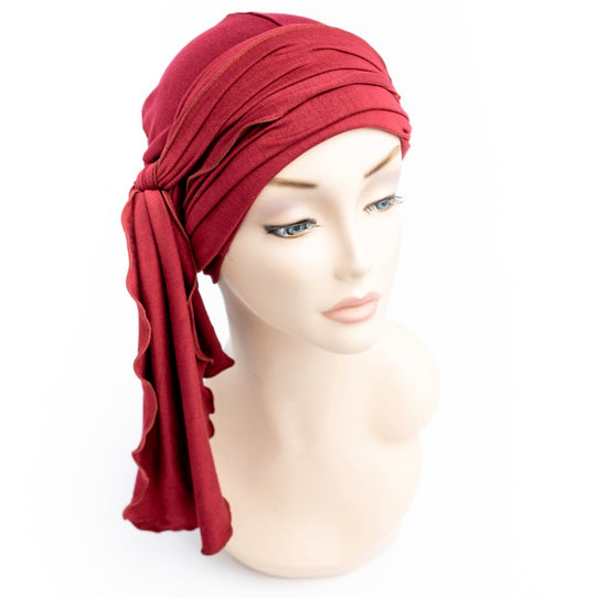 Stylish head wraps for chemotherapy patients