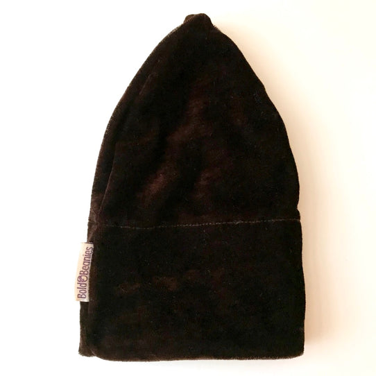 Luxury Velvet cancer hat in Brown